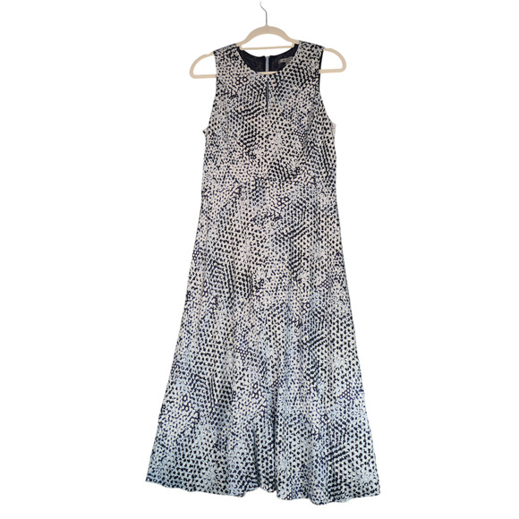 Classiques Entier Midi Dress Womens Size 12 Blue Abstract Artsy Silk Boho Classy - Picture 1 of 9